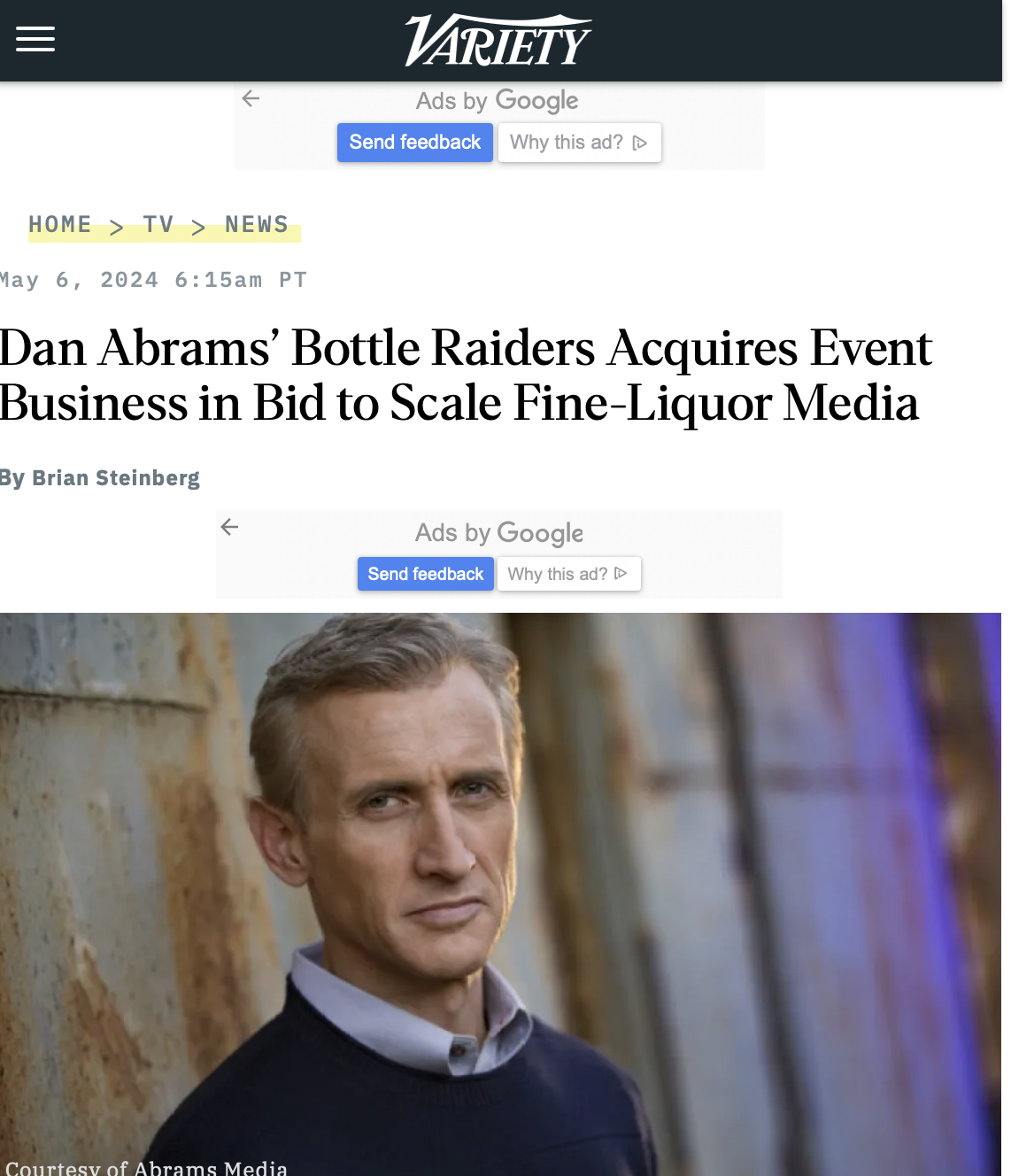 Variety publishes details of Dan Abrams' new acquisitions for Bottle Raiders.